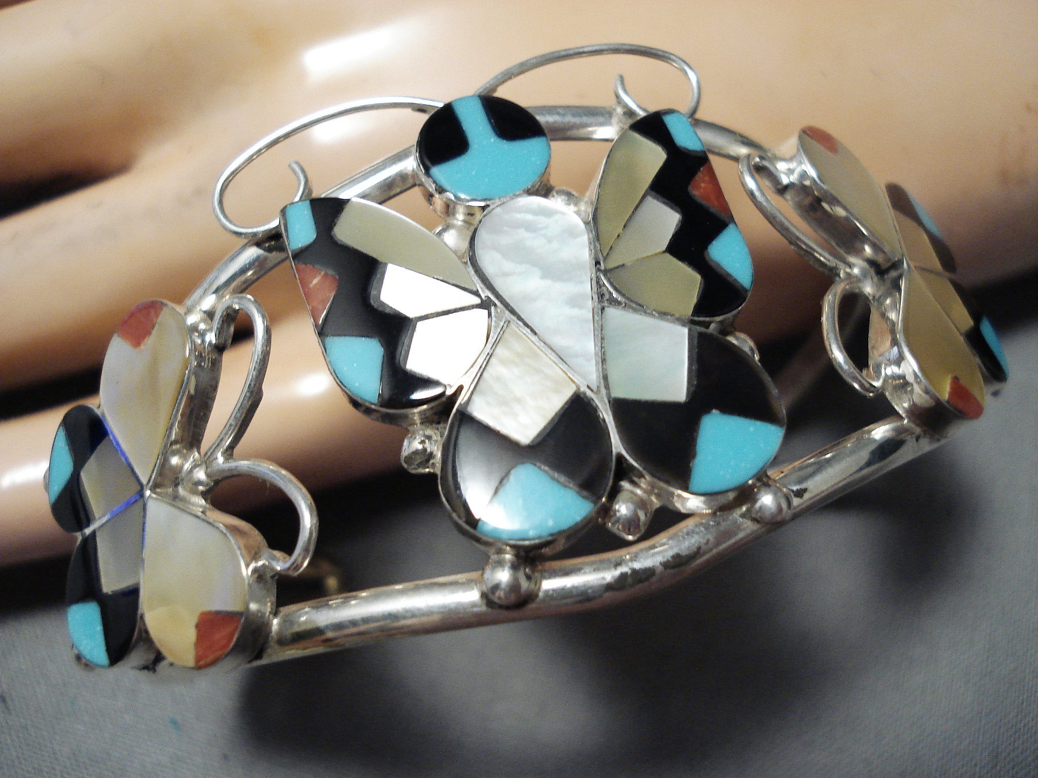 Zuni Bracelet Butterfly Sterling Silver NA Cuff Native American