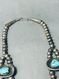 229 Gram Vintage Native American Navajo Turquoise Sterling Silver Squash Blossom Necklace-Nativo Arts