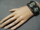 Authentic Best Vintage Native American Navajo Green Seafoam Turquoise Sterling Silver Bracelet-Nativo Arts