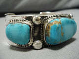 Mmuseum Vintage Native American Navajo Raymond Nez Sterling Silver Turquoise Bracelet Cuff-Nativo Arts