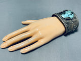 Mens Museum Vintage Native American Navajo Blue Diamond Turquoise Sterling Silver Bracelet-Nativo Arts