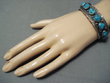 Cel Yazzie Vintage Native American Navajo Blue Gem Turquoise Sterling Silver Bracelet-Nativo Arts
