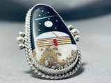 Very Important Native American Navajo Hogan Inlay Sterling Silver Ring-Nativo Arts