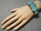 Opulent Vintage Native American Navajo Royston Turquoise Sterling Silver Bracelet Old-Nativo Arts