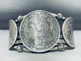 Unique San Felipe Signed Silver Coins Sterling Silver Bracelet-Nativo Arts