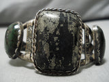 Very Rare Vintage Native American Navajo Calaverite Tellurim Sterling Silver Bracelet Old-Nativo Arts