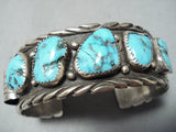 Unforgettable Vintage Native American Navajo Kingman Turquoise Sterling Silver Bracelet Old-Nativo Arts