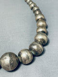 Awesome Vintage Native American Navajo Huge Sterling Silver Pillow Beads Necklace-Nativo Arts