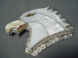 Majestic Zuni Mother Of Pearl Sterling Silver Pin/ Pendant Native American-Nativo Arts