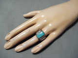 Tremendous Native American Navajo Kingman Turquoise Sterling Silver Huge Ring-Nativo Arts