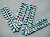 Dynamic Vintage Native American Navajo Kingman Turquoise Sterling Silver Collar Protectors-Nativo Arts