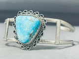 Gorgeous Vintage Native American Navajo Pilot Mountain Turquoise Sterling Silver Bracelet-Nativo Arts