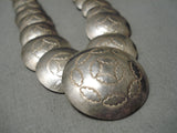 Native American Hand Wrought Vintage Navajo Sterling Silver Bead Necklace Old-Nativo Arts
