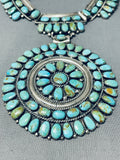 Important 106 Gram Vintage Native American Navajo Green Turquoise Sterling Silver Necklace-Nativo Arts