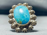 Sensational Vintage Native American Navajo Kingman Turquoise Sterling Silver Star Ring-Nativo Arts