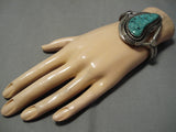 Striking Vintage Native American Navajo Apache Turquoise Sterling Silver Bracelet Old-Nativo Arts