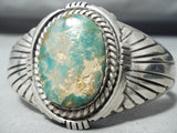 Massive Vintage Native American Navajo Godber Turquoise Sterling Silver Bracelet Old-Nativo Arts