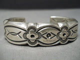 Thick And Heavy!! Vintage Native American Navajo Important Sterling Silver Bracelet-Nativo Arts