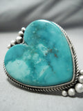 Huge Heart All Love Vintage Native American Navajo Turquoise Sterling Silver Heavy Ring-Nativo Arts