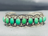 Unique Vintage Native American Navajo Green Turquoise Sterling Silver Bracelet-Nativo Arts