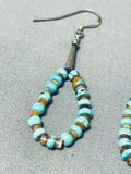 Incredible Vintage Santo Domingo Blue Gem Turquoise Shell Silver Earrings-Nativo Arts