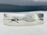 Slim Roadrunner Vintage Native American Navajo Nsterling Silver Bracelet-Nativo Arts