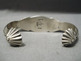 Important Vintage Native American Navajo Cal Martinez Coral Sterling Silver Repoussed Bracelet-Nativo Arts