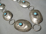 Amazing Vintage Native American Navajo Hand Hammered Sterling Silver Turquoise Concho Belt-Nativo Arts