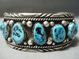 Amazing Vintage Native American Navajo Sterling Silver Turquoise Bracelet Cuff-Nativo Arts
