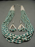 Native American Important Jose Coriz Santo Domingo Sterling Silver Green Turquoise Necklace-Nativo Arts