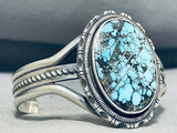 One Of The Most Unique Native American Navajo Spiderweb Turquoise Inlay Sterling Silver Bracelet-Nativo Arts