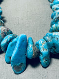 Native American 426 Grams Chunky Turquoise Nugget Signed Sterling Silver Necklace-Nativo Arts