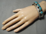 Superior Vintage Native American Navajo Old Circular Turquoise Sterling Silver Bracelet-Nativo Arts