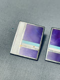 Stunning Vintage Native American Navajo Sugulite Sterling Silver Earrings-Nativo Arts