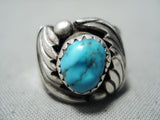 Authentic Vintage Native American Navajo Orville Tsinnie Turquoise Sterling Silver Ring Old-Nativo Arts