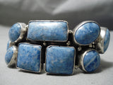 Chunky Huge Vintage Navajo Lapis Sterling Silver Native American Bracelet-Nativo Arts
