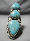 Native American Huge Heavy High Grade #8 Turquoise Sterling Silver Martinez Ring-Nativo Arts
