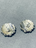 Eviacho Signed Vintage Native American Zuni Signed Blue Gem Cluster Sterling Silver Earrings-Nativo Arts
