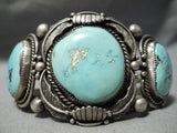 Opulent Vintage Native American Navajo Circular Natural Turquoise Sterling Silver Bracelet-Nativo Arts