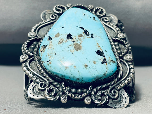 Gasp! 146 Grams Vintage Native American Navajo Turquoise Sterling Silver Bracelet-Nativo Arts