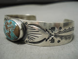Tremendous Vintage Native American Navajo Pilot Mountain Turquoise Sterling Silver Bracelet-Nativo Arts