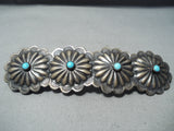 Amazing Native American Navajo Sleeping Beauty Turquoise Sterling Silver Barrette-Nativo Arts