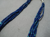 Marvelous Vintage Native American Navajo Choker Lapis Turquoise Sterling Silver Necklace Old-Nativo Arts