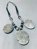Unique Vintage Native American Navajo Turquoise Heishi Sterling Silver Necklace-Nativo Arts
