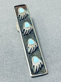 Impressive Vintage Native American Navajo 4 Turquoise Sterling Silver Prints Tie Clip-Nativo Arts