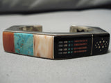 One Of Best Vintage Native American Navajo Jim Harrison Turquoise Inlay Sterling Silver Bracelet-Nativo Arts