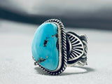 Important Vintage Native American Navajo Kingman Turquoise Sterling Silver Ring-Nativo Arts