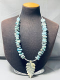 Native American Rare Vintage Cochiti Turquoise Sterling Silver Necklace-Nativo Arts
