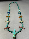 Astounding Vintage Native American Zuni Turquoise Pipestone Amber Fetish Necklace-Nativo Arts