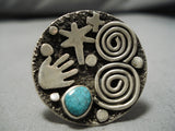 Important Vintage Native American Navajo Alex Sanchez Turquoise Sterling Silve Rring-Nativo Arts